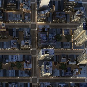 Manhattan District 05 Night Low Poly