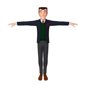 student young man cartoon 3D model