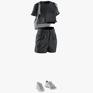 Women's Shorts with Tshirt, Sneakers and Backpack 10