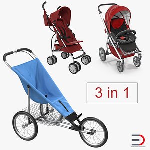 baby strollers 2 3D model