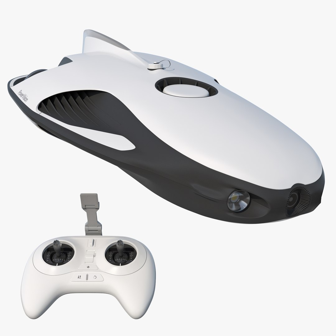 Underwater Drone PowerVision PowerRay Set Rigged 3D model preview