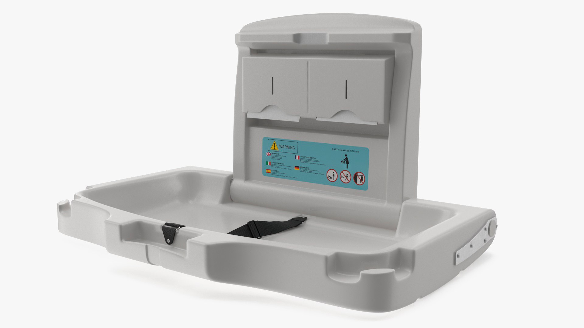 Wall Mount Baby Changing Station with Safety Strap 3D model preview