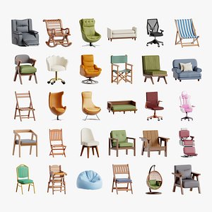 3D Chairs 3D Collection model