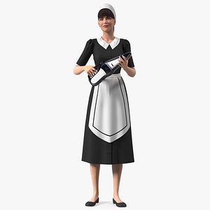 Housekeeping Maid with Handheld Vacuum Cleaner