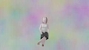 Rigged LowPoly Character : Woman with skirt and tank top