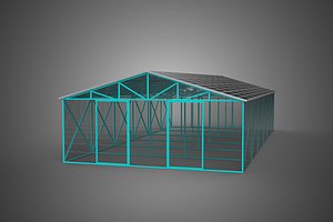 3D SOLAR POWERED GREENHOUSE HOTHOUSE GLASSHOUSE PLANT CROP GARDEN model