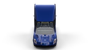 Tesla Truck with Chassis and Interior Blue