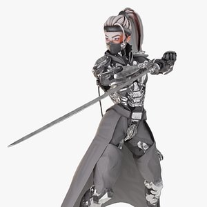 3D Ninja Girl Rigged model