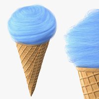 Fluffy Cotton Candy in Waffle Cone