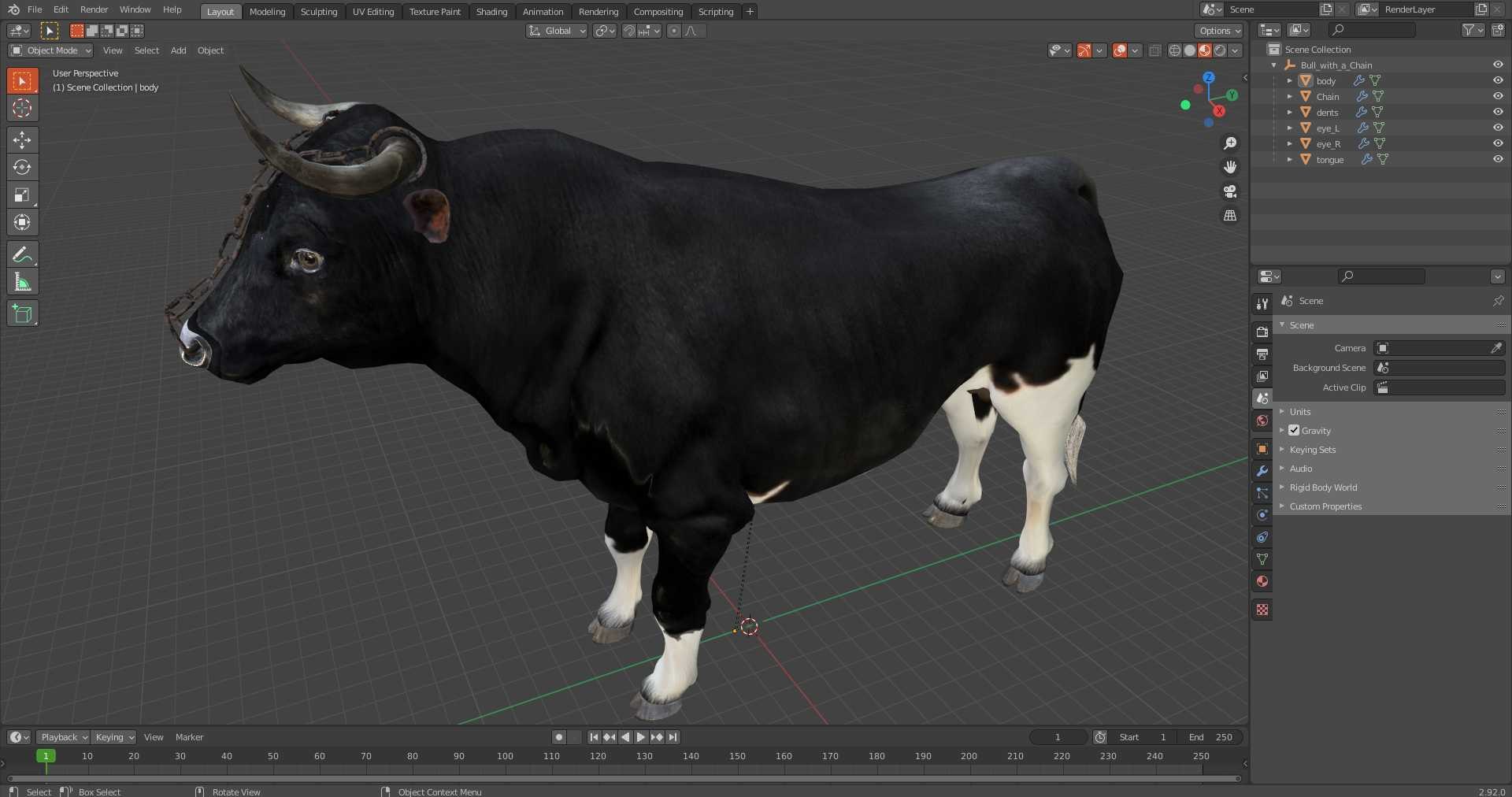 Bull with a Chain 3D model - TurboSquid 2167672