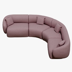 Modern Curved Modular Sectional Sofa 3D model