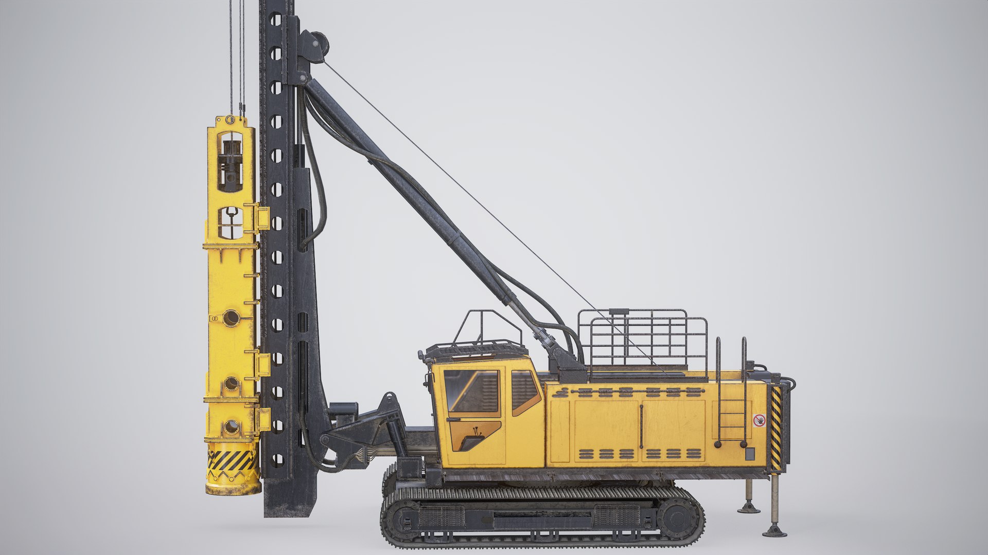 3D Pile Driver Rotary Piling Rig Vehicle PBR Model - TurboSquid 2272479