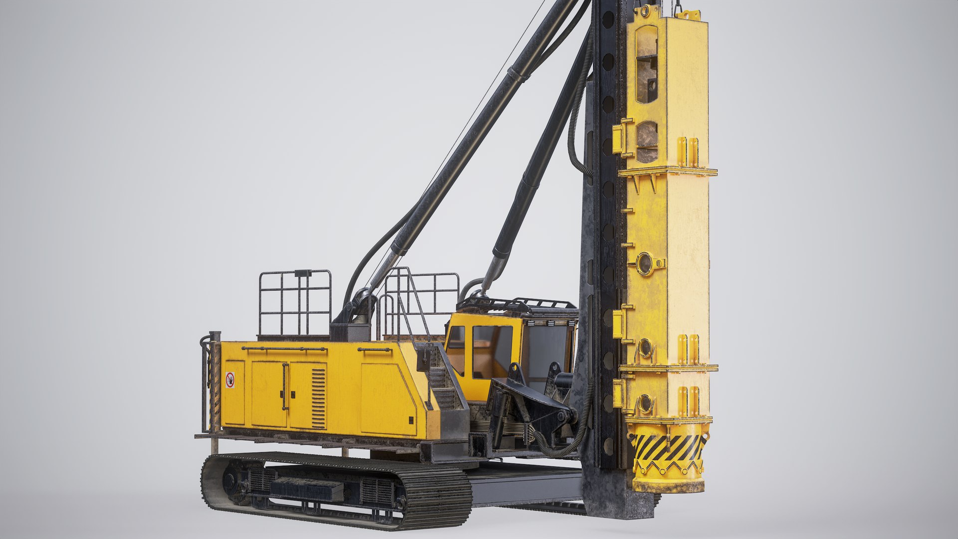 3D Pile Driver Rotary Piling Rig Vehicle PBR Model - TurboSquid 2272479