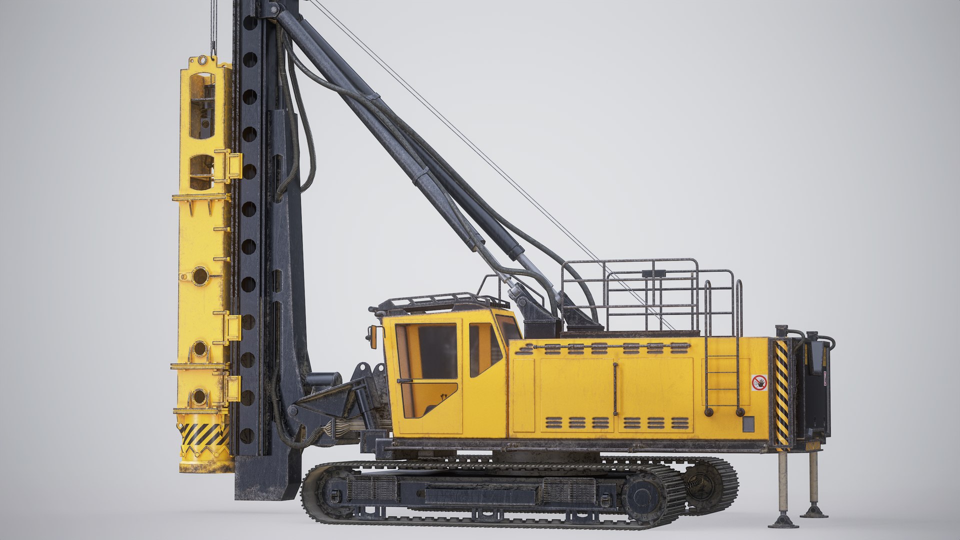 3D Pile Driver Rotary Piling Rig Vehicle PBR Model - TurboSquid 2272479