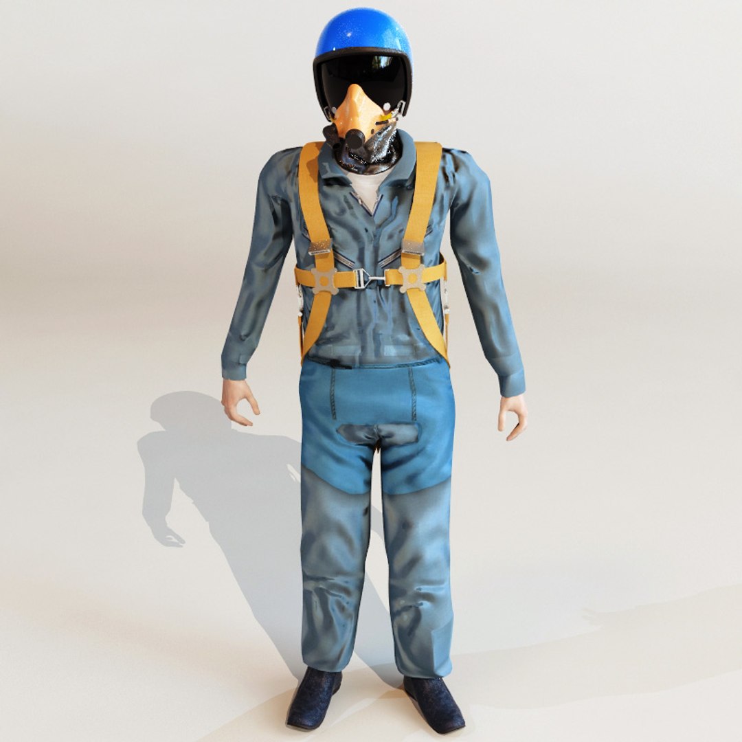 3dsmax military pilot rigged biped