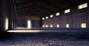 concrete warehouse wooden metal roof 3d model