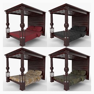 3D model Renaissance style bed Collection