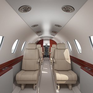 3D business jet interior cockpit