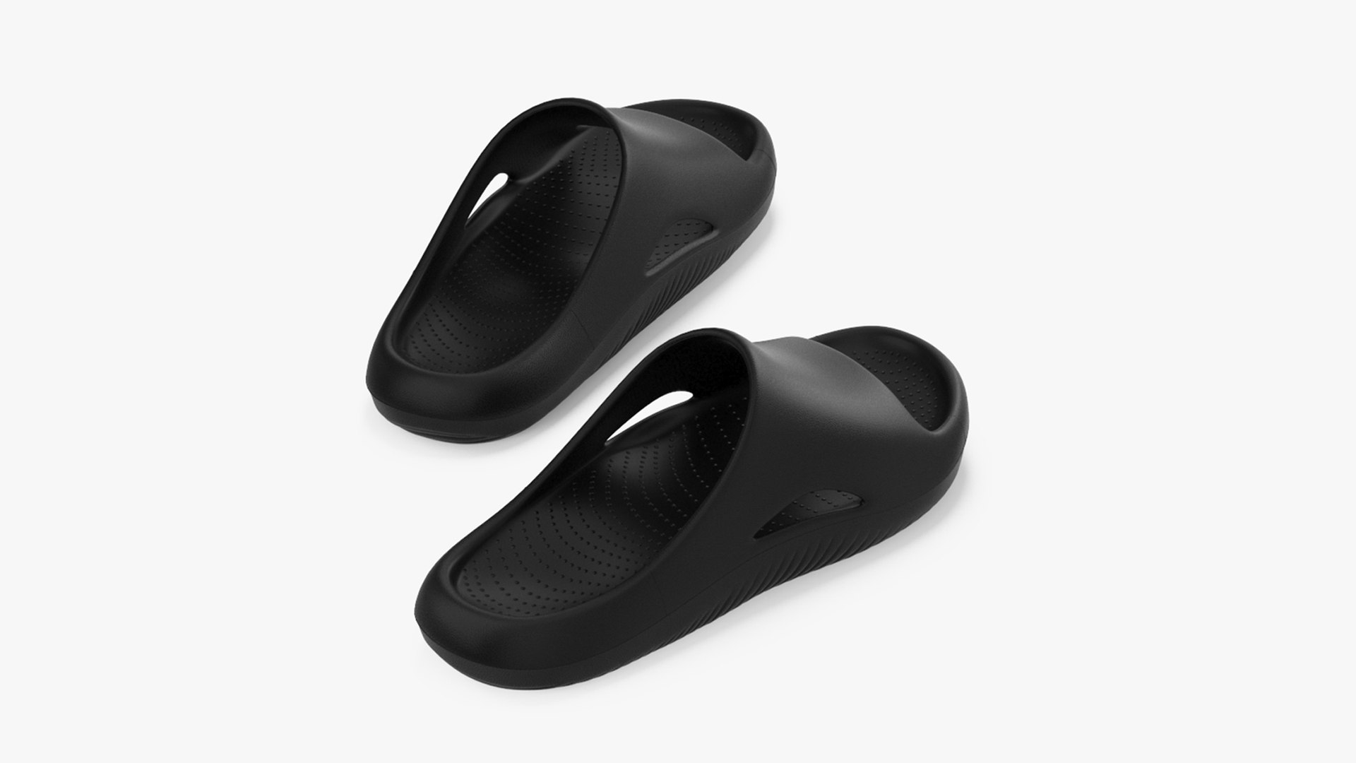 Casual Flip Flops Black 3D model preview