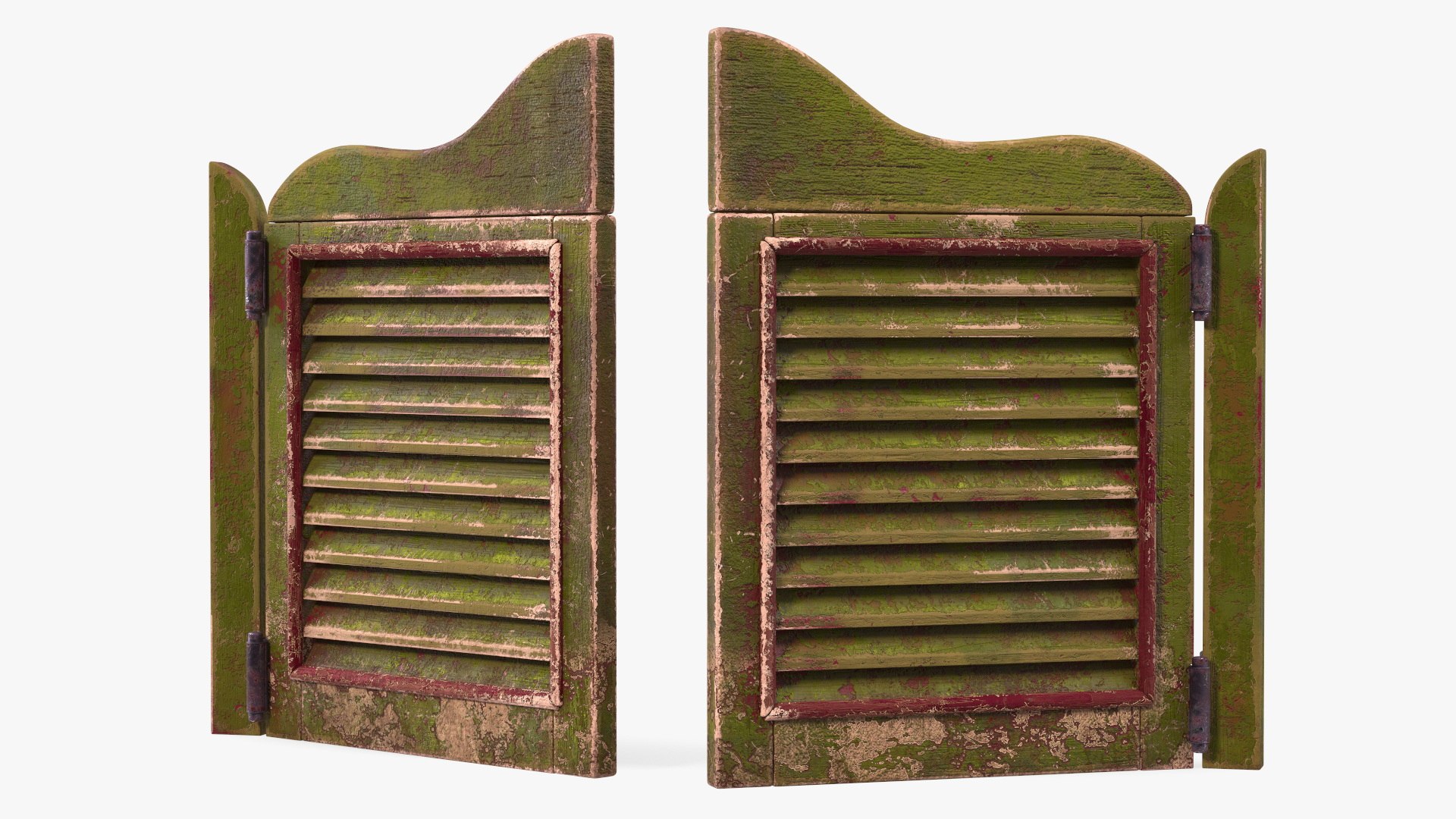 Old Wood Saloon Doors Rigged 3D model preview