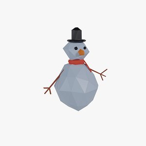 3D Frosty the Fun-Loving Snowman - Low Poly Model