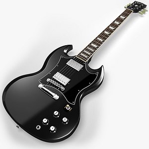 gibson sg ebony guitar 3d model