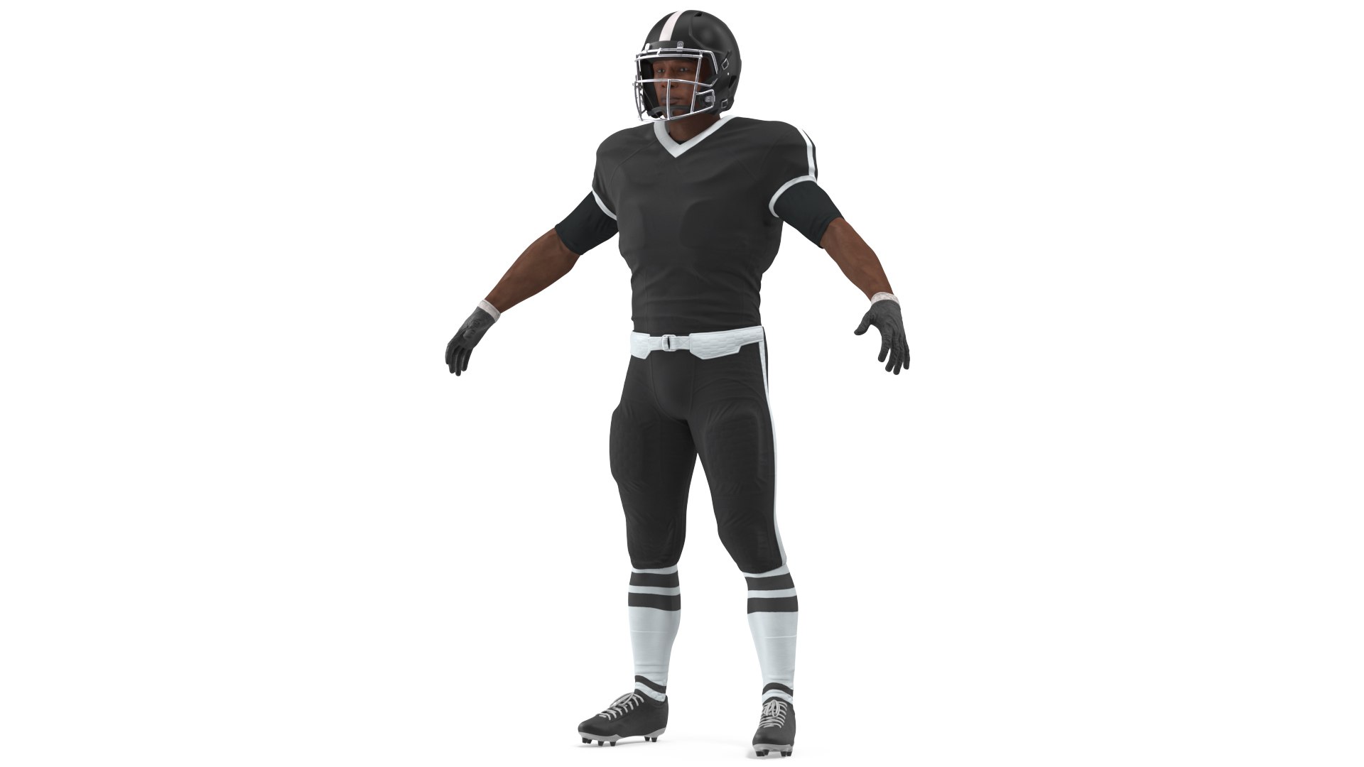 Black Man Uniform T-Pose American Football Players 3D model preview