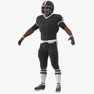 3D Black Man Uniform T-Pose American Football Players
