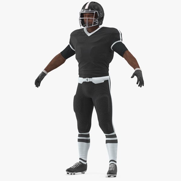 modelo 3d Black Man Uniform T-Pose American Football Players ...