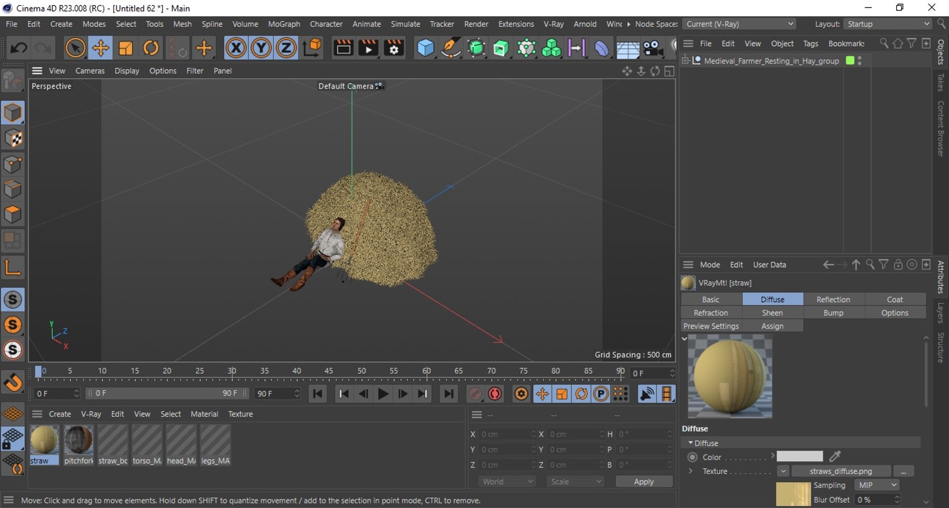 3D Medieval Farmer Resting In Hay - TurboSquid 2376449