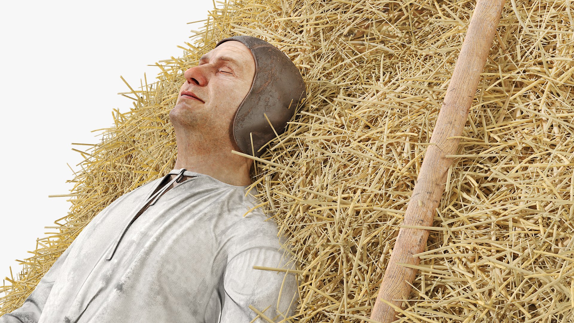 3D Medieval Farmer Resting In Hay - TurboSquid 2376449