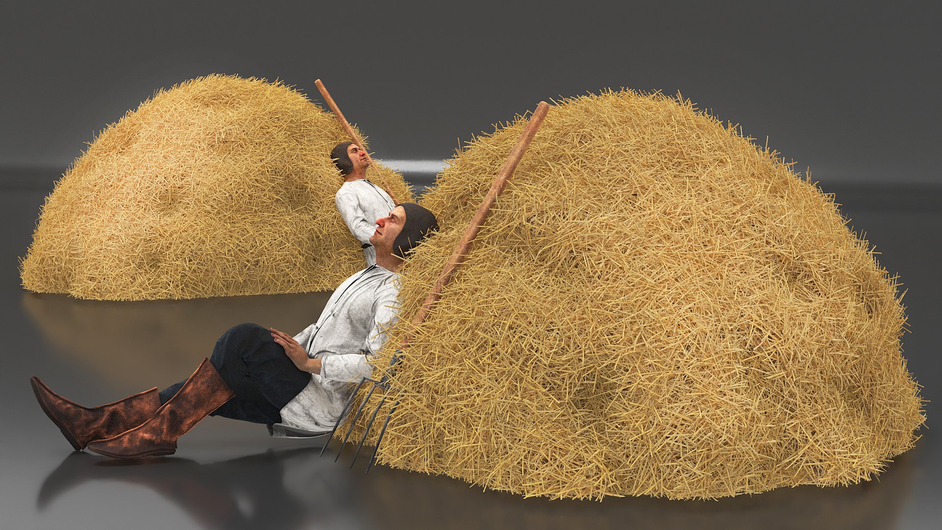 3D Medieval Farmer Resting In Hay - TurboSquid 2376449