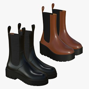 Realistic Leather Boots V24 3D model