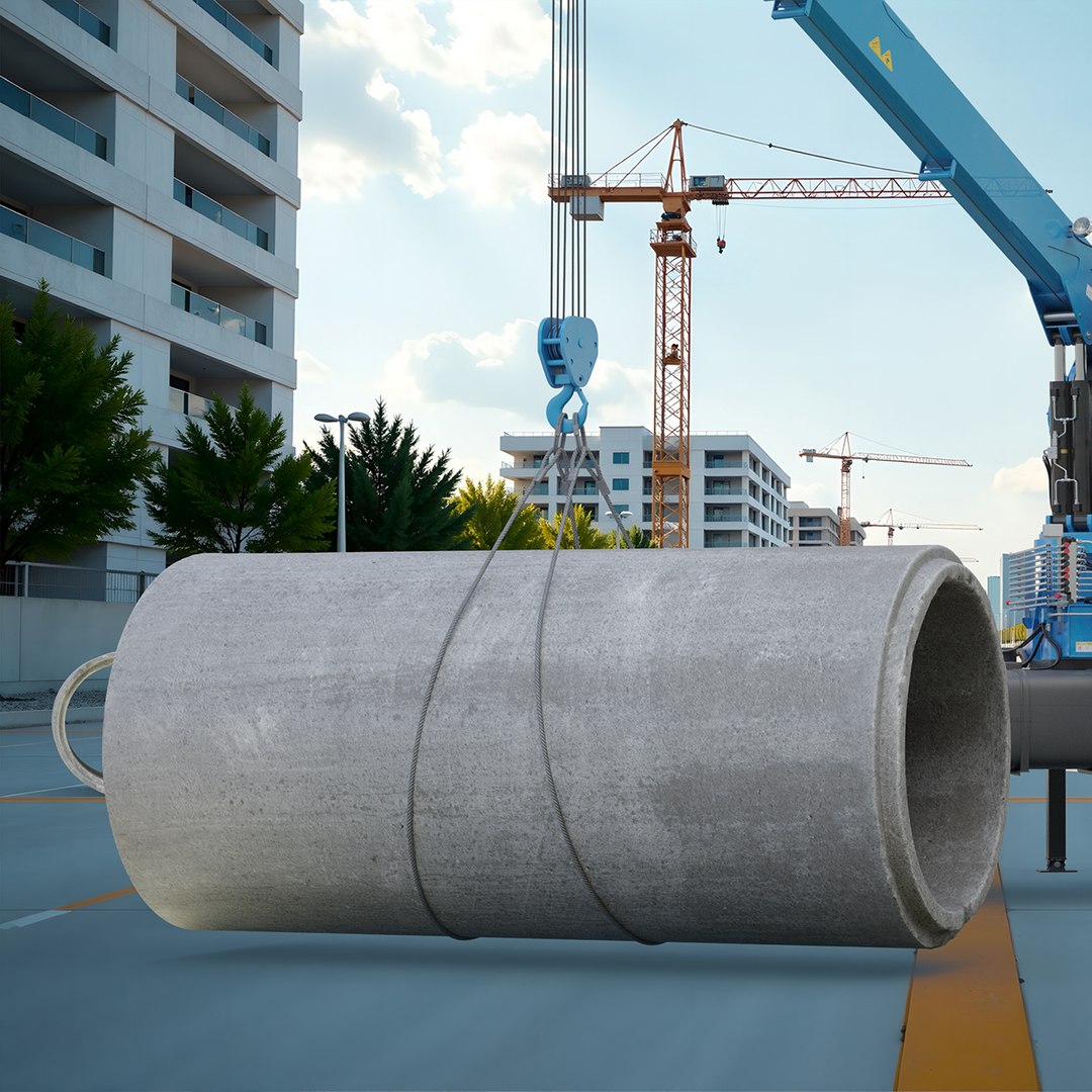 Reinforced Concrete Pipe with Steel Cable 3D model preview