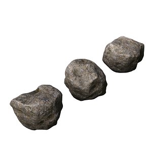 A set of three grey stones