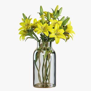 Flower Set 11 -  Yellow Lilies Bouquet 3D model