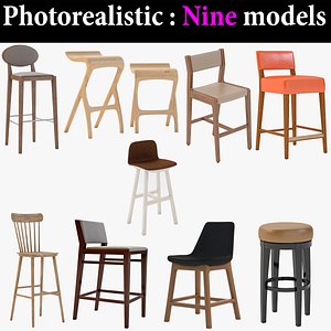 stool bar realistic 3D model