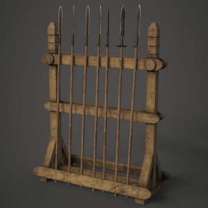 3D model spear weapon rack