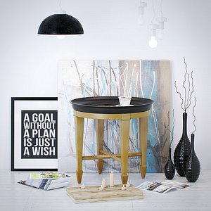 Luna End Table with decorative set