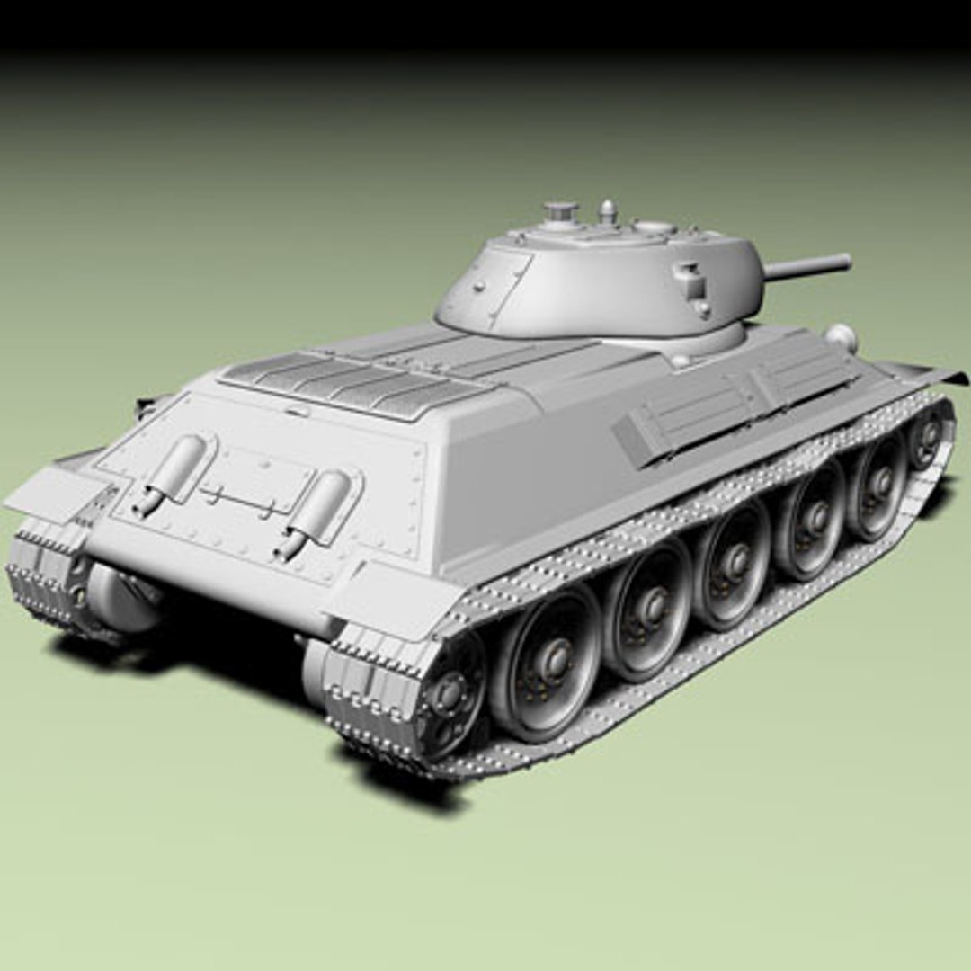 T34 Tank 76mm 3d Model