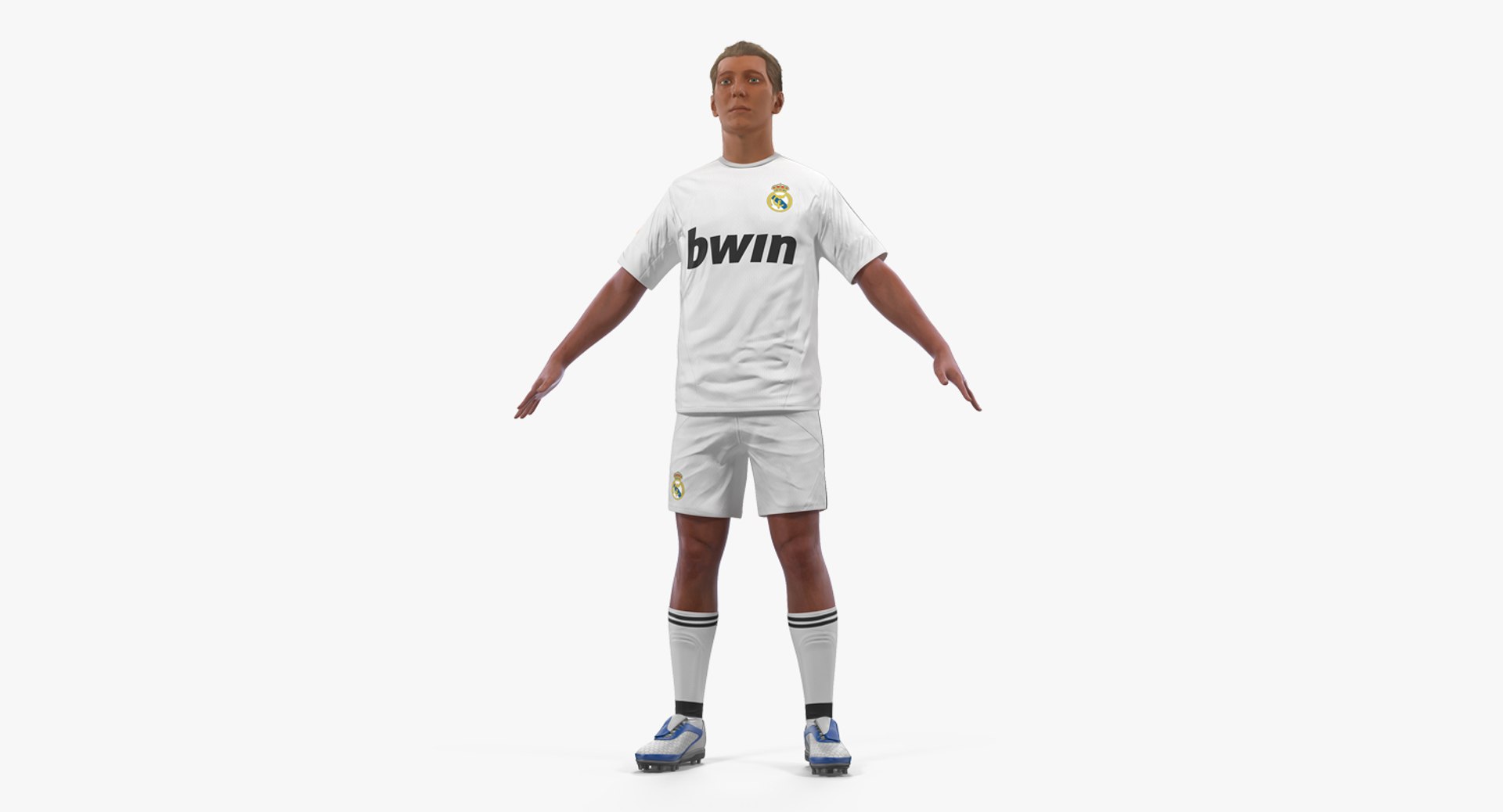 Soccer or Football Player Real Madrid with Hair 3D Model 3D model preview