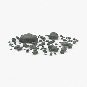 3D scattered-rocks-01 model