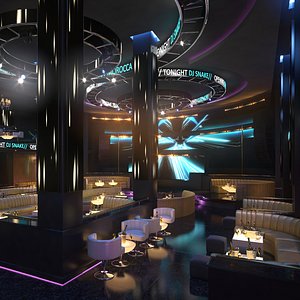 3D scene night club lounge