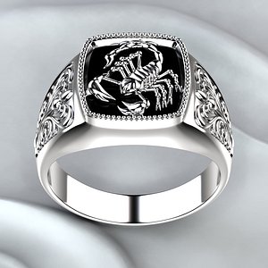 printing ring onyx silver 3D model