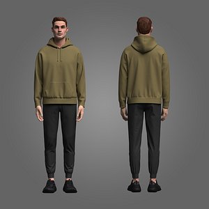 3D Male Hoodie Outfit 3D Model