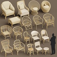 Wicker chair set A
