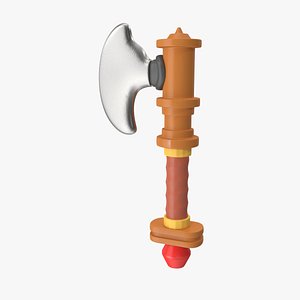 Orange Handle Axe Stylized