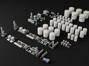 3D Modular Chemical Plant Equipment Pack model