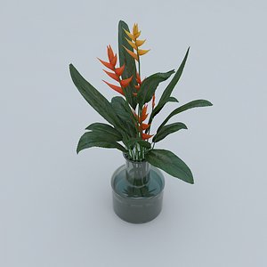 Heliconia leaves in vase