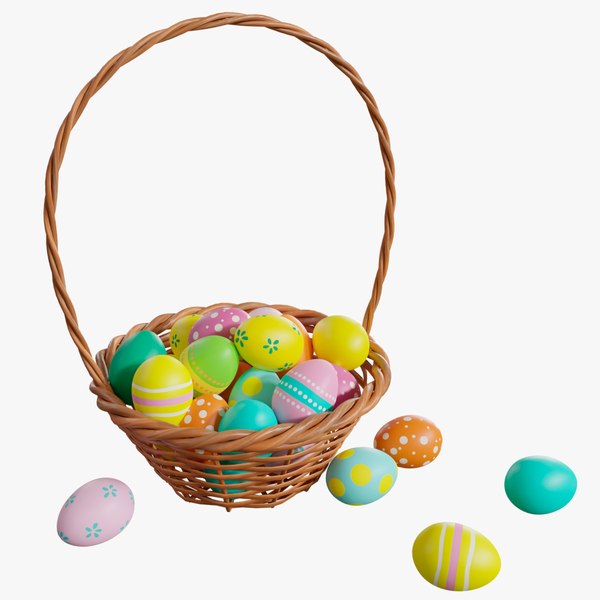 3D Easter Basket with Eggs model - TurboSquid 2032405